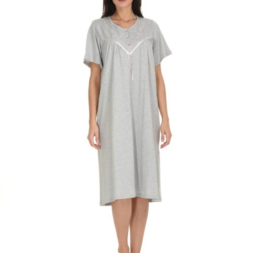 Primavera Νυχτικιά Μονόχρωμη 100% Cotton Με Κοντά Μανίκια