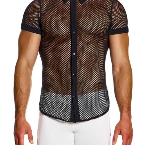 Modus Vivendi Ανδρικό Πουκάμισο Mesh Through Shirt 05441 Βlack