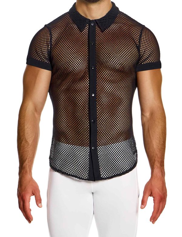 Modus Vivendi Ανδρικό Πουκάμισο Mesh Through Shirt 05441 Βlack