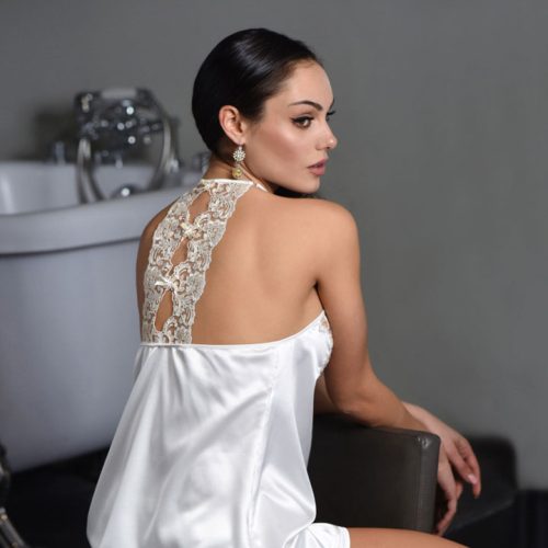 Miss Rosy Bridal Lingerie Νυφικό Σετ Σατέν Ρόμπα Με Νυχτικό 6072-5360