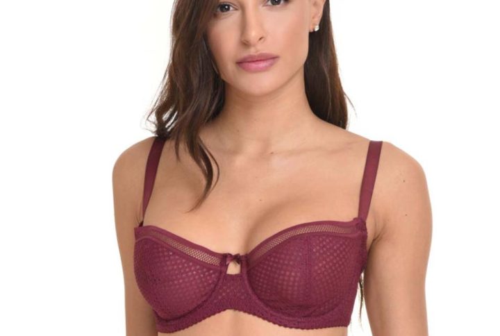 Miss Rosy Σουτιέν Balconette Δίχτυ Μαύρο & Μπορτό 960