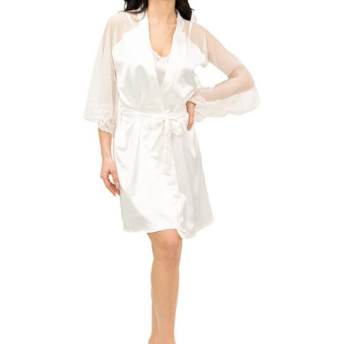 Miss Rosy Σατέν Ρόμπα Bridal Lingerie 6154 Ivory
