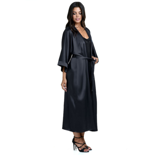 Miss Rosy Γυναικεία Σατέν Μακρία Ρόμπα Lingerie 6144 Black