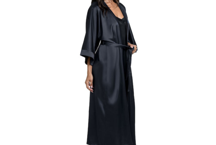 Miss Rosy Γυναικεία Σατέν Μακρία Ρόμπα Lingerie 6144 Black