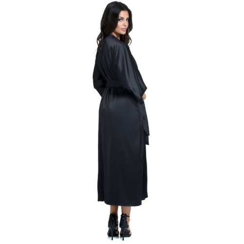 Miss Rosy Γυναικεία Σατέν Μακρία Ρόμπα Lingerie 6144 Black
