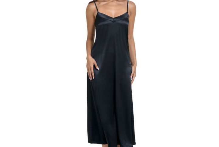 Miss Rosy Γυναικείο Σατέν Μακρύ Νυχτικό 5417 Black